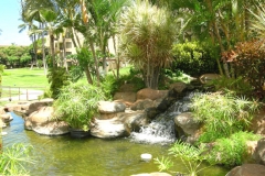 One of six waterfalls near the pool