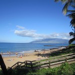 Kamaole Beach III and view to Lanai island and W. Maui mountains