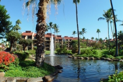 Ponds and three fountains located at the entrance to our resort Kamaole Sands